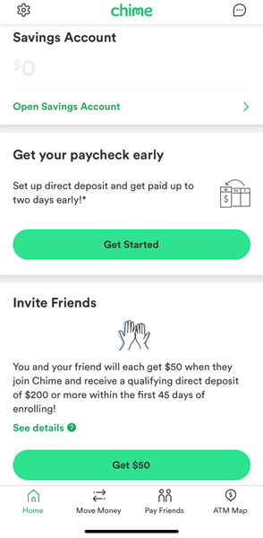 Chime account features