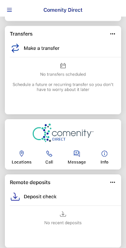 Comenity Direct mobile app dashboard